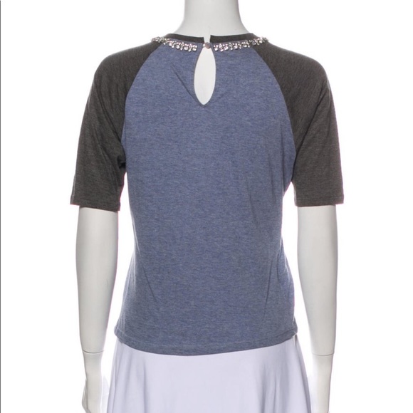 Miu Miu Crew Neck T Shirt w/ Neck Crystals - Picture 3 of 9